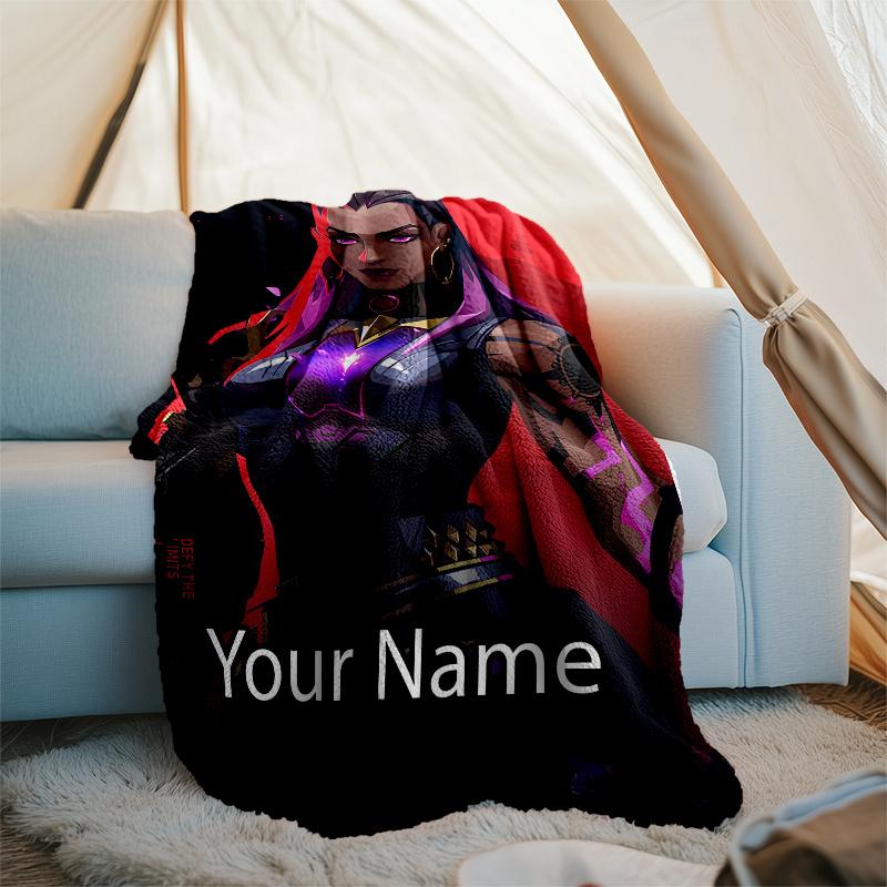 Custom Name Valorant Theme Printed Blanket - Perfect for Couch, Bed, Travel & Outdoor Use | Machine Washable, Cozy & Durable.
