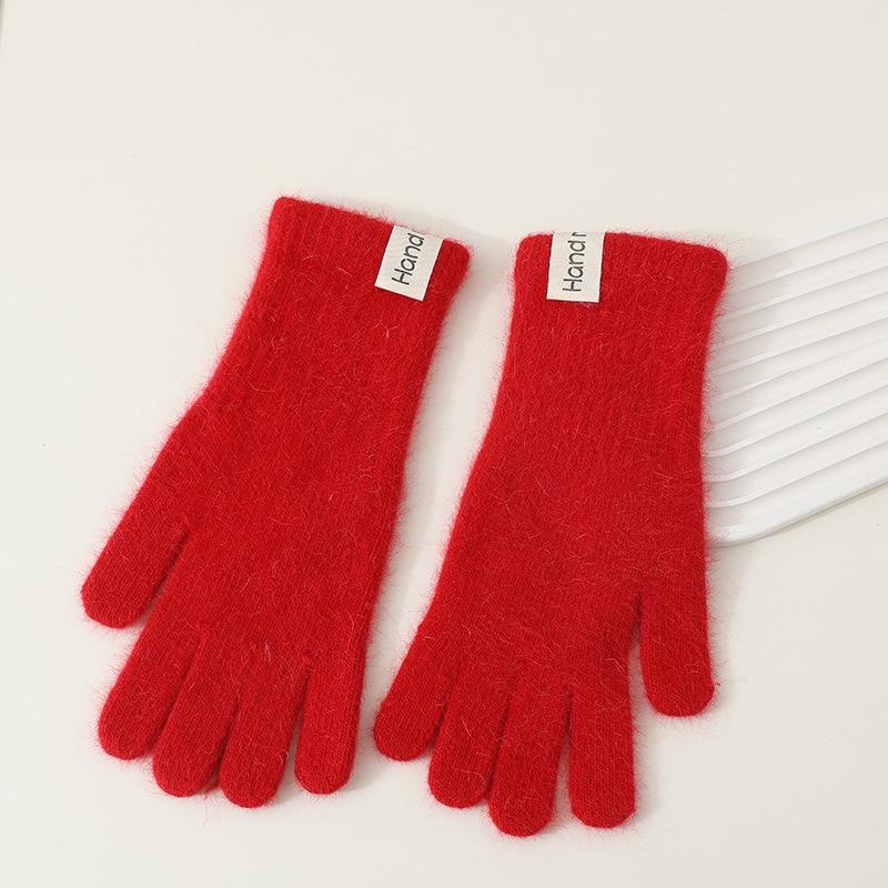 Winter Solid Color Knitted Gloves Full Fingered Stretchy Warm Gloves For Cold Weather Girls Men Women And Teens Winter Mittens