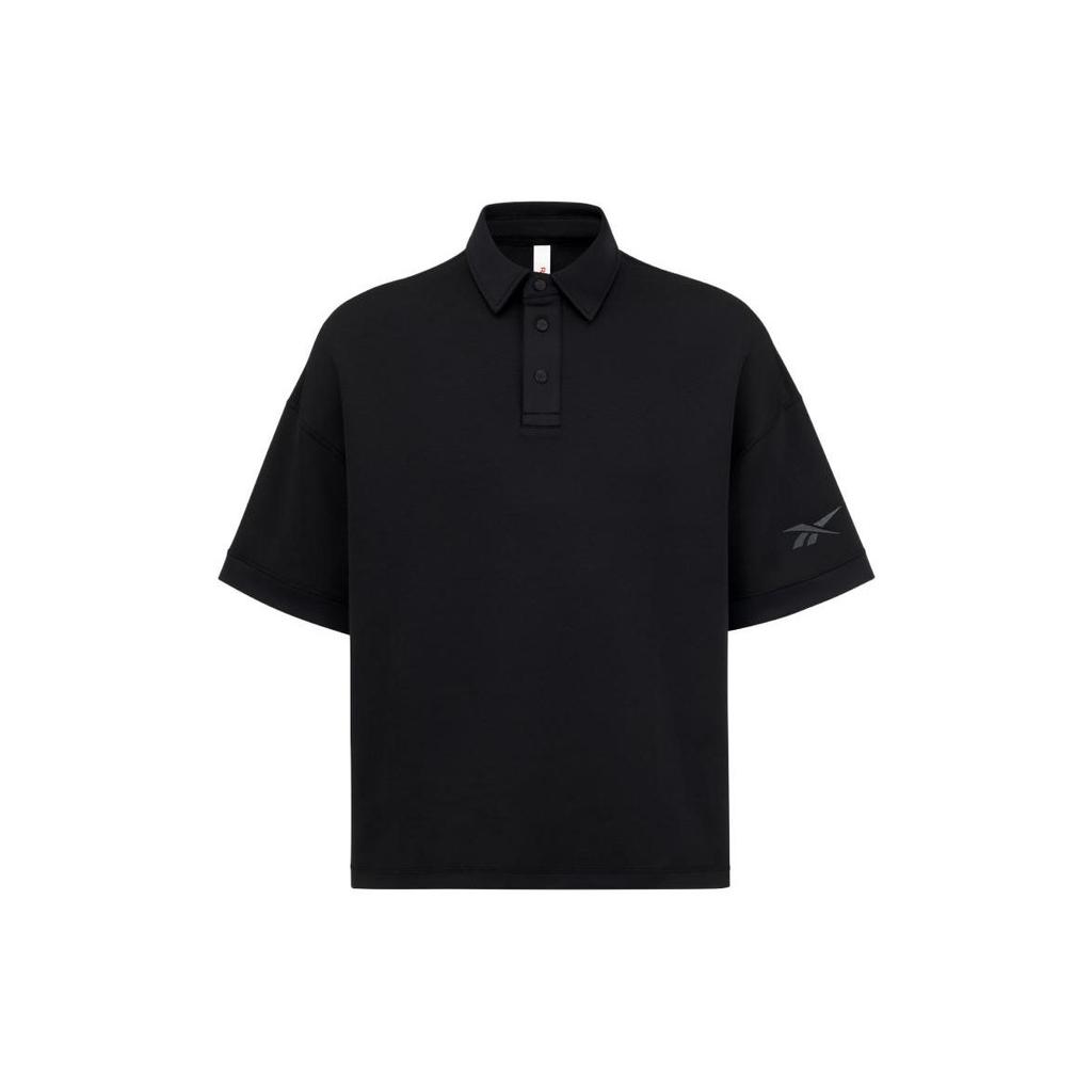 Reebok Beats Polo Series Solid Color Casual Loose Breathable Short Sleeve Polo Shirt Unisex Tops Black 23RCS419U001