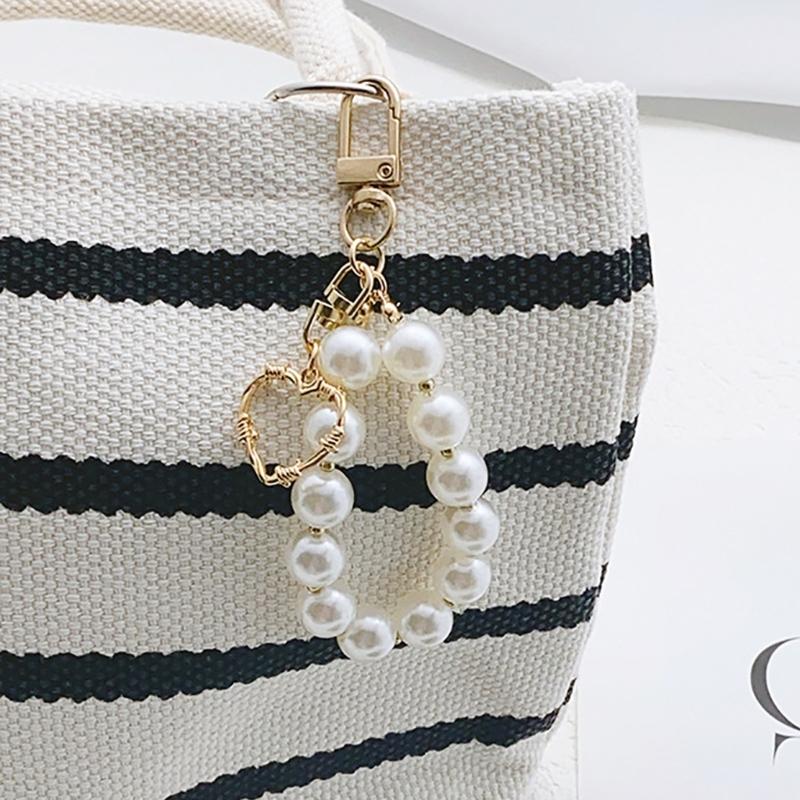 Ballet Style Ribbon Bowknot/Butterfly/Heart Key Rings Beaded Keychain Pendant Bag Accessory for Fashion Enthusiasts