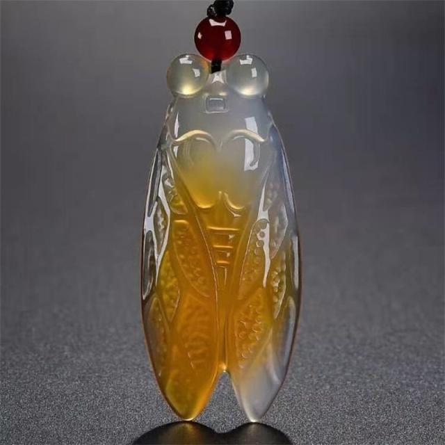Přírodní ruka - Carve Jade Know The Cicada Náhrdelník Přívěsek Módní Šperky Doplňky Muži Ženy Dárky pro štěstí