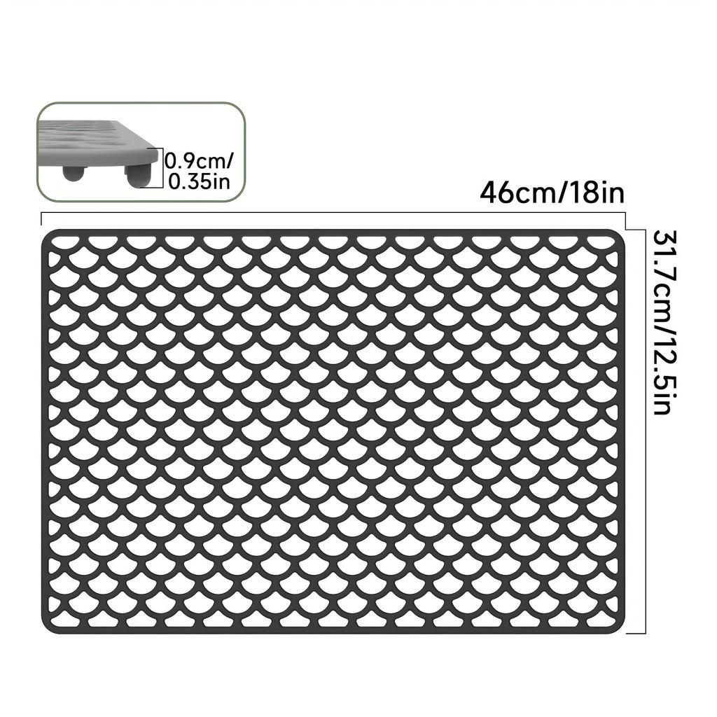 Durable Silicone Sink Drainage Mat, Leak-Proof, Non-Slip Soaking Pad, Hollow Silicone Sink Mat.