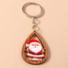 Cute Wood Christmas Santa Claus Keychain Water Drop Elk Key Rings Pendant for Men Women Handbag Pendants DIY X'mas Jewelry Gifts