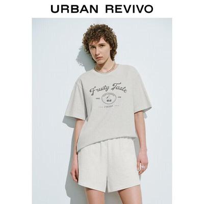 UR2026 Damen Vintage Print Baumwoll-T-Shirt