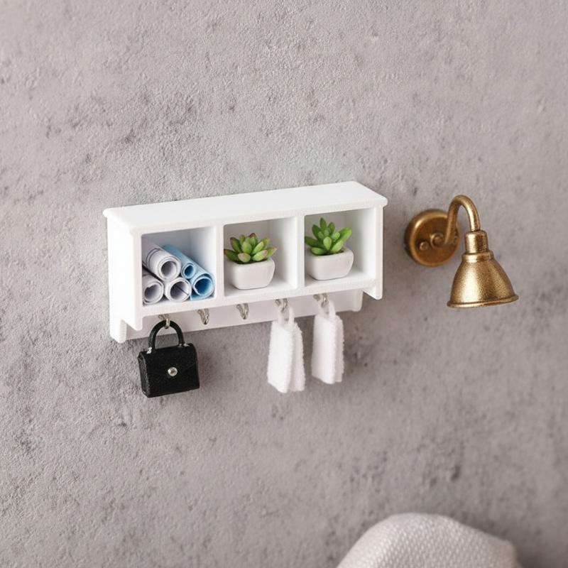 1 Pcs 1/12 Dollhouse Wall Storage Rack For Micro Landscape Decoration Miniature Food Toy Model Role Play Doll House Accessories