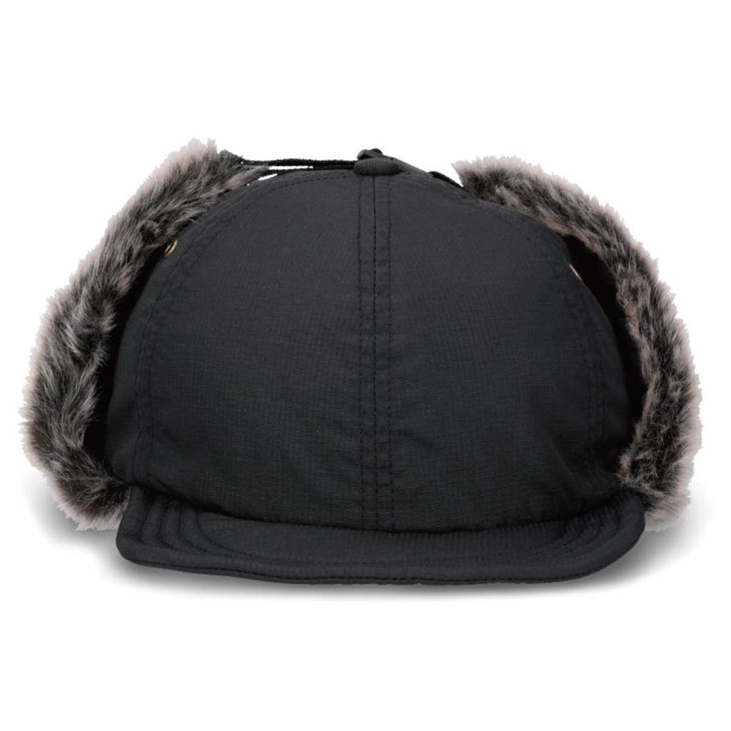 Basic Enchi Nylon Ripstop Flap Pilot Hat with Cold Weather One Size Fits for Men and Women Cap, Earmuffs, Protection, Nylon, All, Black,