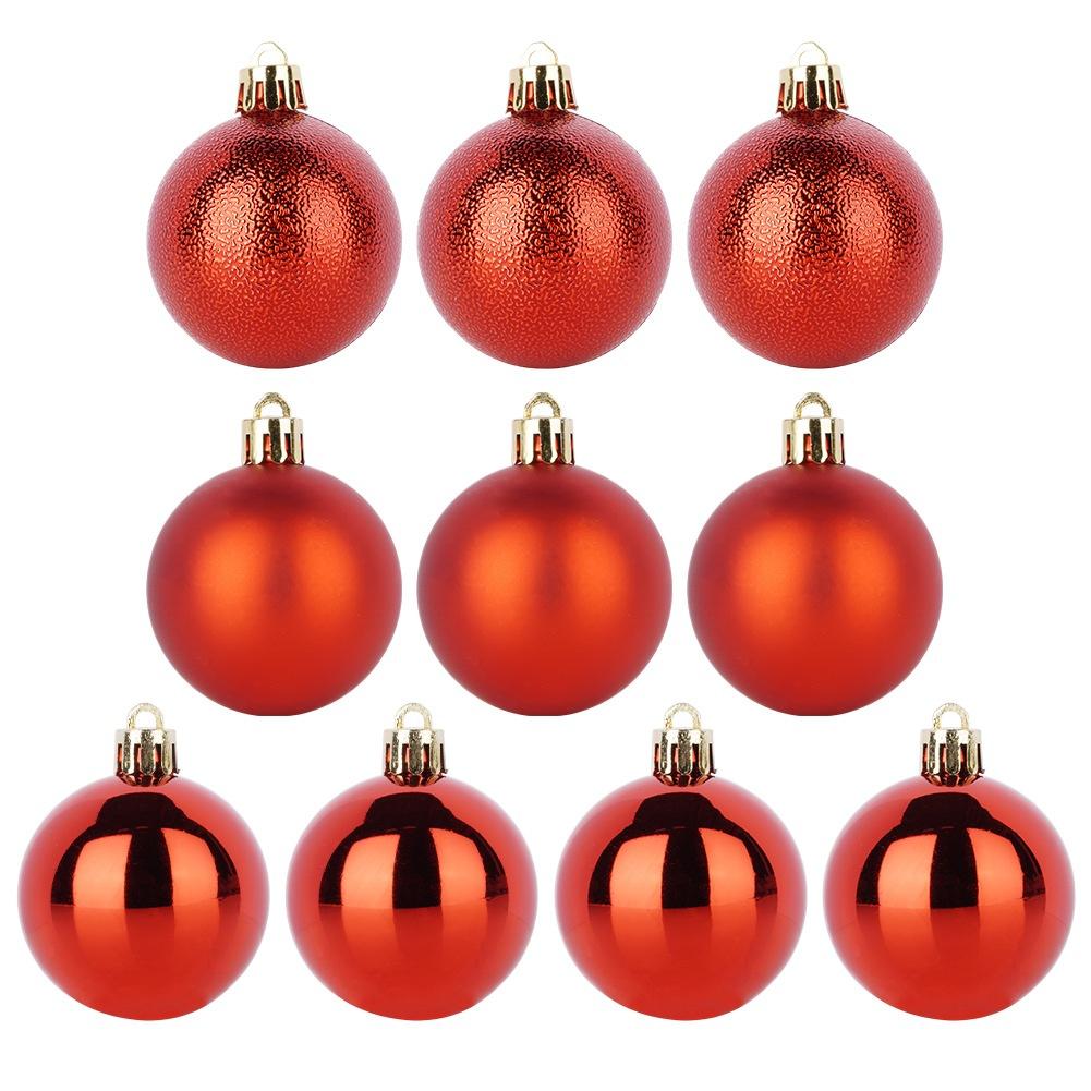 10x Bombki Choinkowe Świąteczne Nietłukące Czerwone Zestaw Bombek Choinka