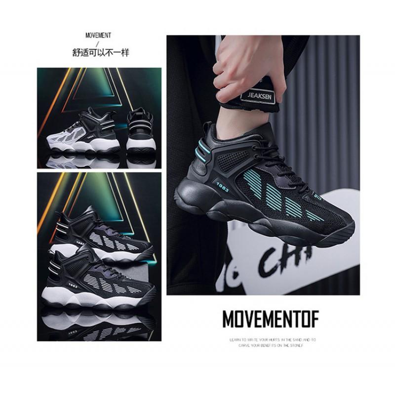 Mens High-Top Basketball Shoes Winter Breathable Flyknit Mesh Upper Slip-Resistant Lightweight Sport Sneakers