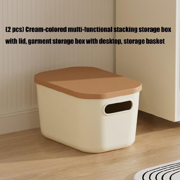 Platzsparende stapelbare Creme-Organizer-Box mit Schutzdeckel, Aufbewahrungslösung für den Kleiderschrank zu Hause, Aufbewahrungsbehälter