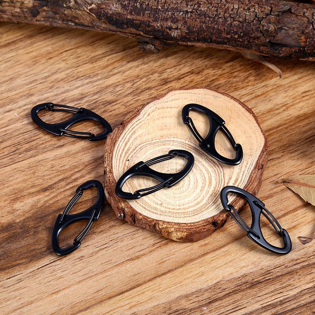 5PCS Alloy Metal Electroplate Camping Carabiner Keychain Quick Release Clip Key  (black)