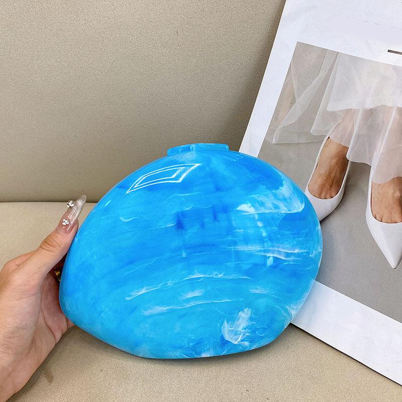 Designer Acrylic Shell Shape Clutch Bag Marble Women Evening Party Bag Cute Shiny Shoulder Crossbody Bags Small Purse