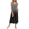 Damen Sommer Kleid mit Farbverlauf Ärmellos Knopfleiste Lässig Locker Lang Strandkleid