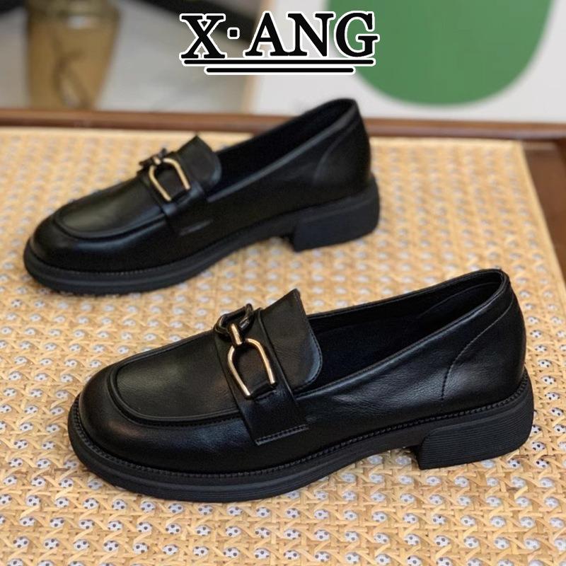 Leather women's shoes spring new small leather shoes one pedal lazy soft sole single shoes children