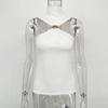 Metal Knot Tank Tops Women 2026 Summer Turtleneck Tank Tops Basic Streetwear Skinny Casual Vest Tops Tee Sexy Sleeveless Tops
