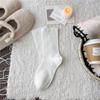 Women's Mid-Calf Hand-Knitted Korean Style Socks - Autumn/Winter Loose Cuff, Thin Wool, Toe Socks, Postpartum Friendly