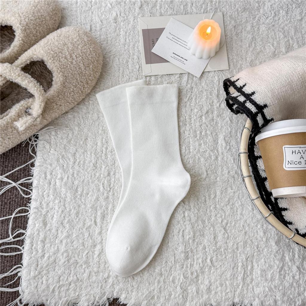 Women's Mid-Calf Hand-Knitted Korean Style Socks - Autumn/Winter Loose Cuff, Thin Wool, Toe Socks, Postpartum Friendly