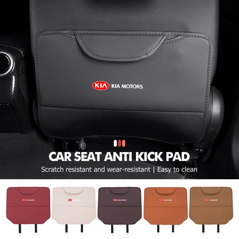 For KIA Leather Car Seat Back Anti-kick Pad Anti Scratch Protector Cover Storage Bag Sportage Rio Ceed Niro Soul Stonic Picanto