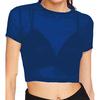Women's Sheer Mesh See-Through Short Sleeve Crop Tops Casual T Shirt