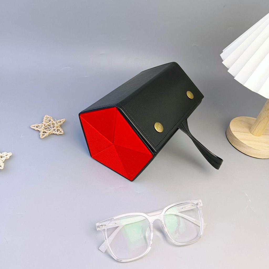 Leather Multi-Compartment Eyeglass & Sunglasses Storage Case, Portable & Foldable with Large Capacity