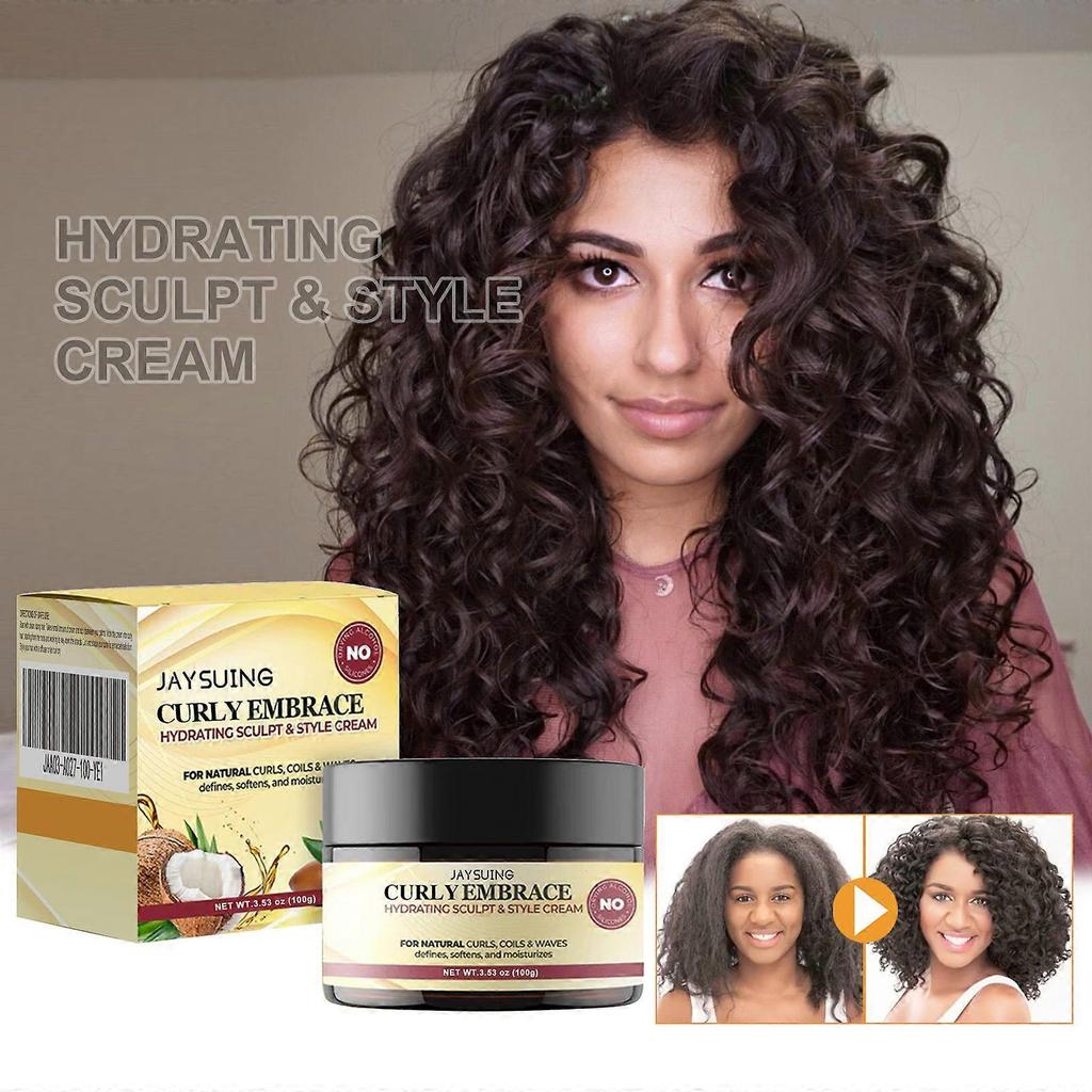 Jaysuing Moisturizing Styling Cream, Voluminous Curly Hair, Shaping, Hydrating, Nourishing, Lustrous, And Caring For Frizzy Hair