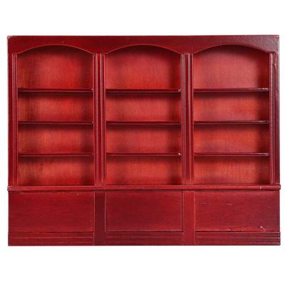 1:12 Bebek Evi Aksesuarları Mini Kitaplık Vitrin Kitaplık Mobilya Oyuncak Kırmızı Kahverengi