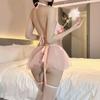 Sex Underwear Big Bow Hanging Neck Three-point Hollow Shawl Mesh Skirt Perspective Lace-up Fairy