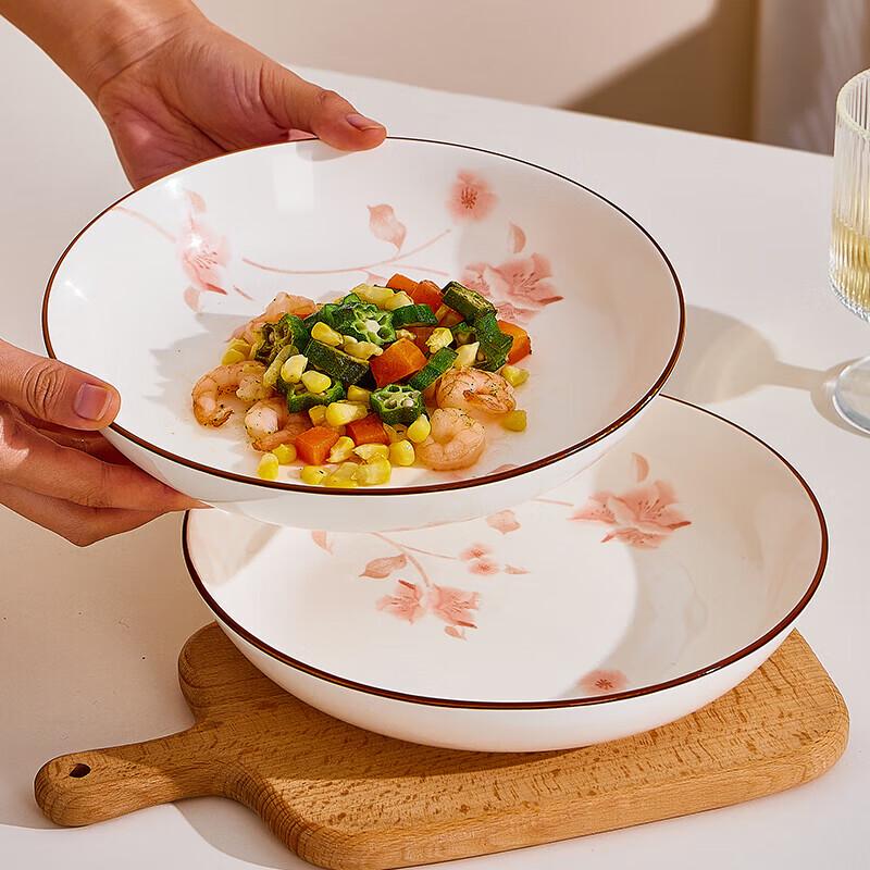 Nordic Ceramic Floral Underglaze Dinner Plates