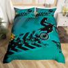3pcs Cool Motorbike Bedding Set Dirt Bike Duvet Cover Twin Motocross Rider Comforter Cover Extreme Sports For Boys Adults