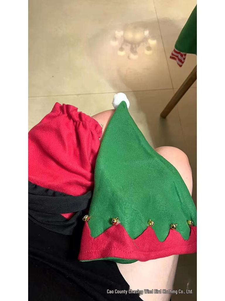 Świąteczny zielony kostium rodziny elfów na Boże Narodzenie i Halloween