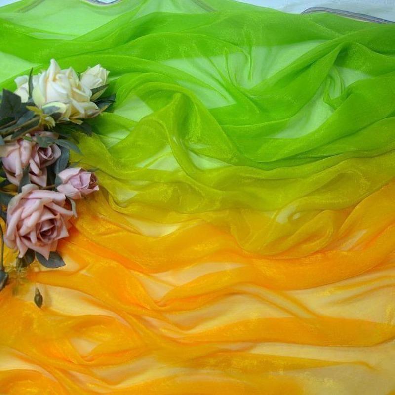 3/5/10m Multicolor Gradient Silk-Crepe Chiffon Fabric for Handmade DIY Sewing Hanfu Apparel Making Wedding Decoration
