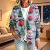 Damen Casual Knopfleistenjacke mit Weihnachtsdruck für festliche Feiertage