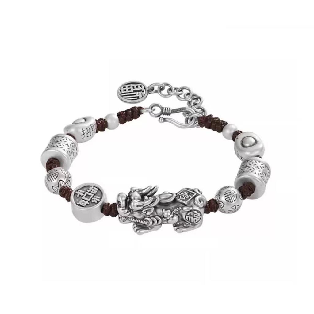 Pixiu Copper Coin Bracelet: Ethnic-Style Handcrafted Rope, Retro Creative Gift for Men