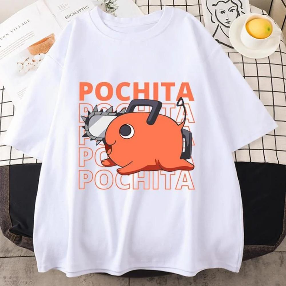 Tricou Anime Funny Pochita Imprimare Grafică Mânecă Scurtă Vară Casual Gât Rotund Tricou Lejer Top