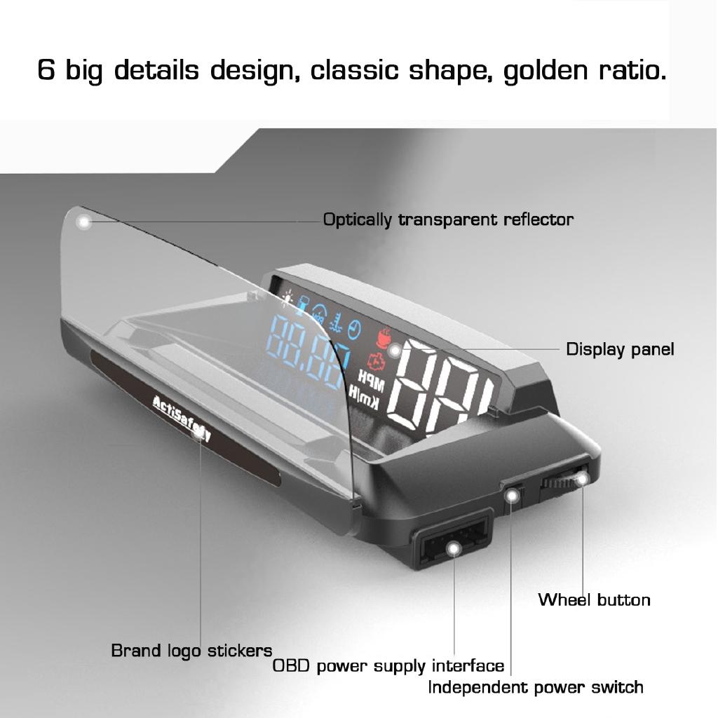 6 Modes Car-styling Hud Display Projector Automatically HUD Head-Up Display Overspeed Warning Alarm System