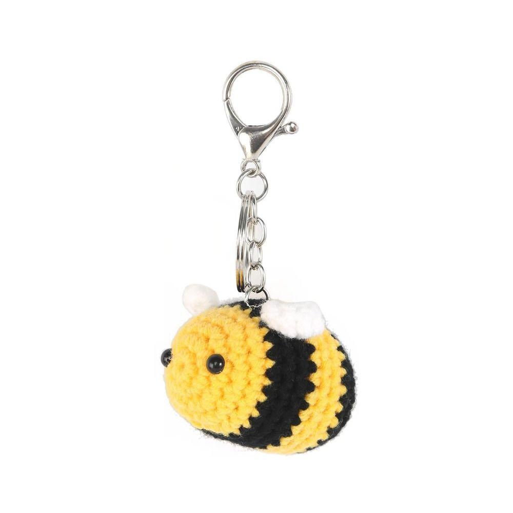 Handmaking Crochet Keychains Cute Wool Knitting Insect Cartoon Bees Pendants Animal Doll