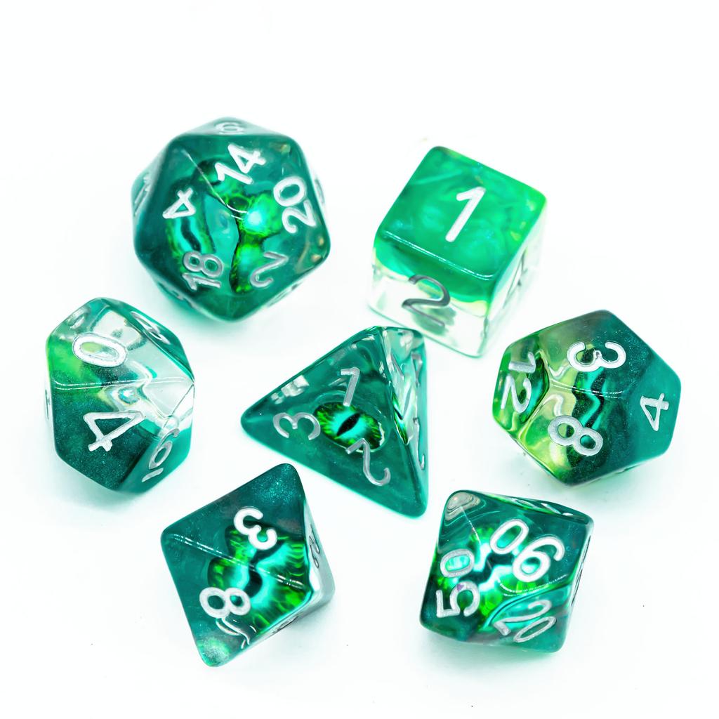 Cusdie Dragon's Eyes Dice DND 7Pcs Eyeball D4-D20 Polyhedral Dice Set for Dungeons & Dragons Tabletop Role Playing Board Games