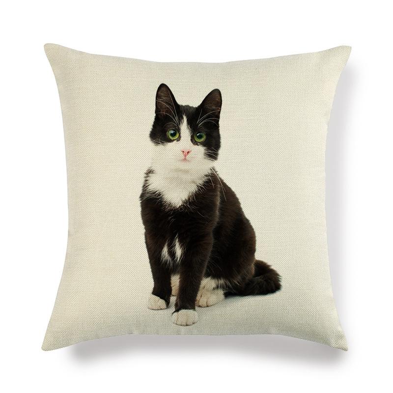 Cartoon Cat Pattern Series Super Soft Cotton and Linen Material Pillow Cover for Home Sofa Decoration Pillow Cover