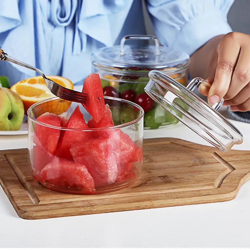 1Pcs Heat Resistant Glass Bowl Stackabe Round Fruit Salad Bowls Clear Kitchen Food Storage Container Salad Bowl Tableware