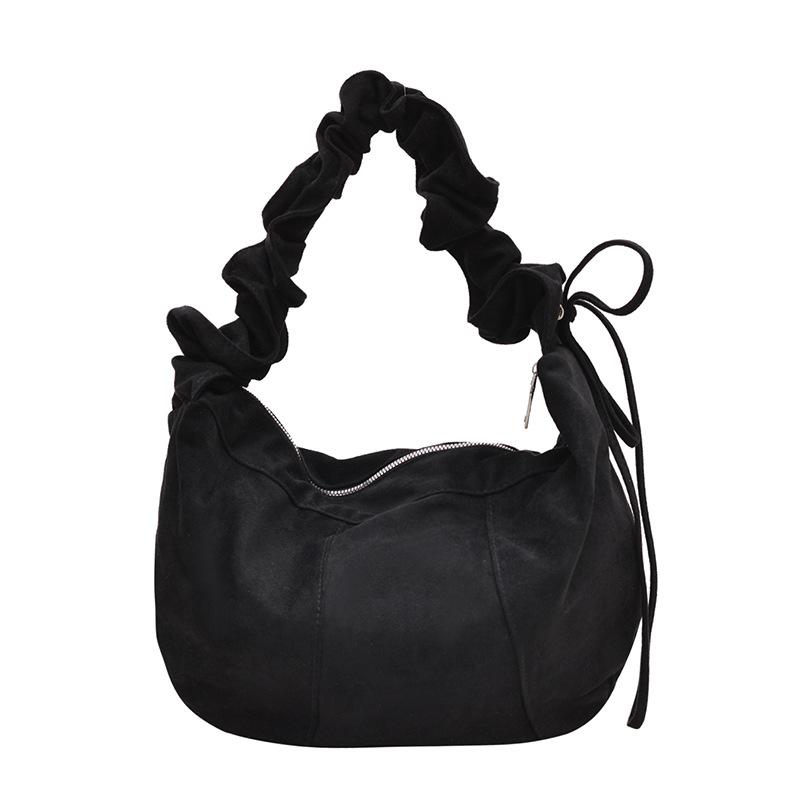 Crossbody bag women's new pleated cloud bag retro velvet dumpling bag casual large capacity shoulder bag tide