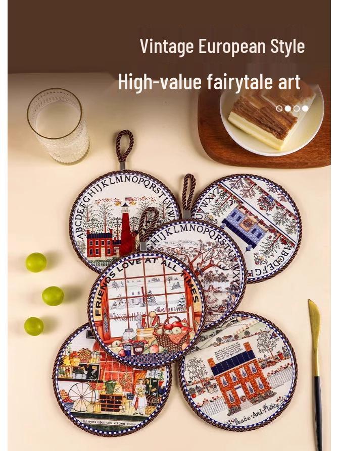 High-Temperature Resistant Retro Enamel Pot Mat – Anti-Scald Pad for Ceramic Tableware