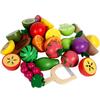 Wooden Magnetic Cut Food Toy Set - Emulational Fruits Vegetables Basket Educational Kitchen Play Game for Toddlers & Babies