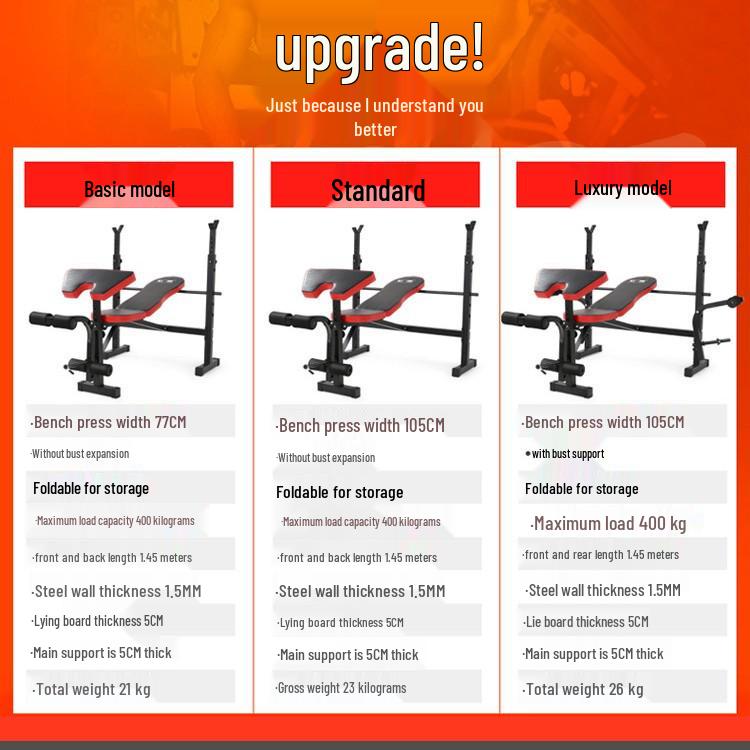 Foldable Multifunction Weightlifting Bench: Bench Press, Squat Rack, Barbell, and Dumbbell Fitness Equipment Set.