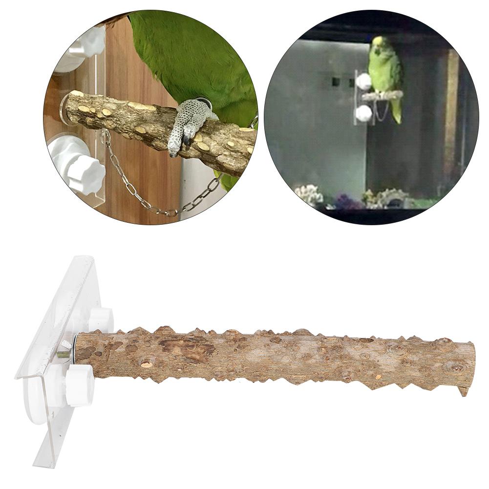 Parrots Outdoor Portable Wood Perch 30CM Pet Bird Shower Standing Rod with Suction Cup