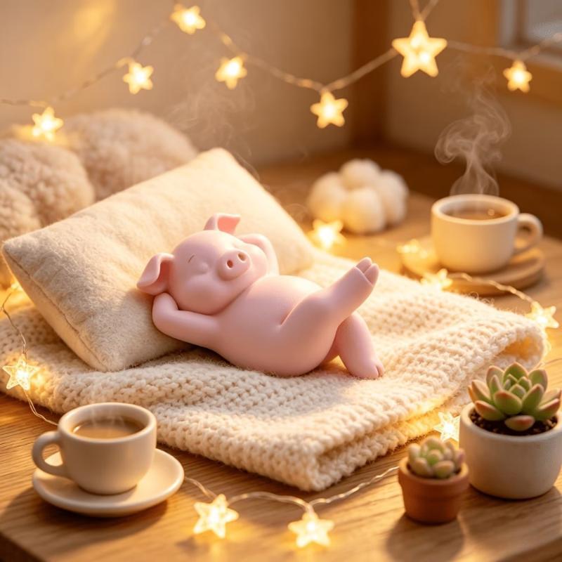 Pink Mini Pig Decorative Statue Cute Cuddly Desktop Ornament Small Animal Figurine for Living Room Home Decor