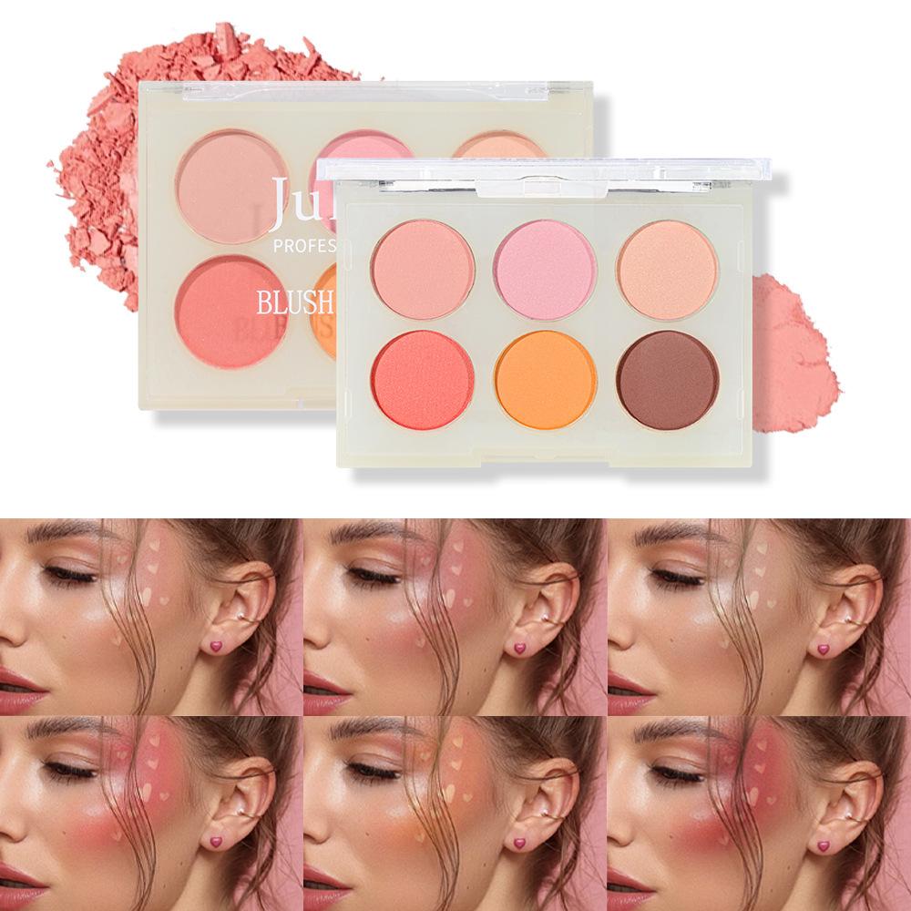 Makeup matte grooming eyeshadow blush easy to color three-dimensional rouge six-color integrated blush plate 1