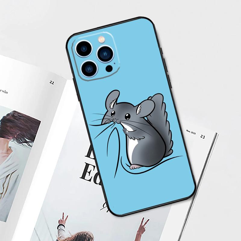 Roztomilý kreslený obal na telefon činčila pro iPhone 15 14 13 12 11 Pro Max Plus Mini X XR XS Max 7 8 SE Měkký TPU kryt