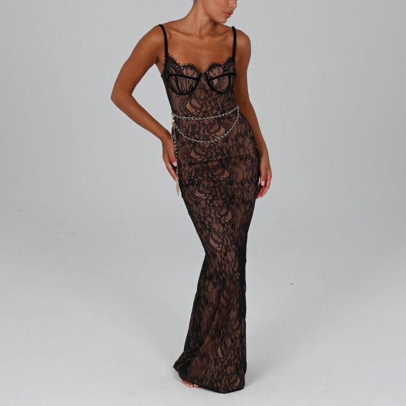 

Transition Sexy Fancy Lace Sling Dress Ins Style Big Star Red Carpet Sheath Elegant Evening Dress