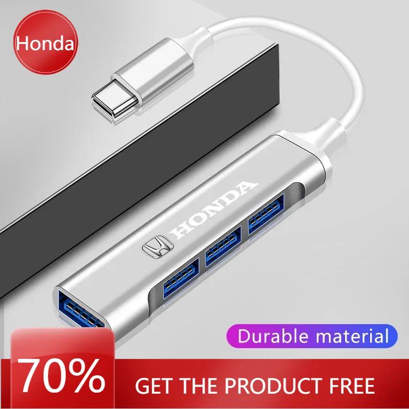 

Car Hot 2025 Type-C Turn USB Adapter USB Multi Port Distributor Hub For Honda Civic Fit City Cry Accord CB500 Cb650r Forza 125 H USB