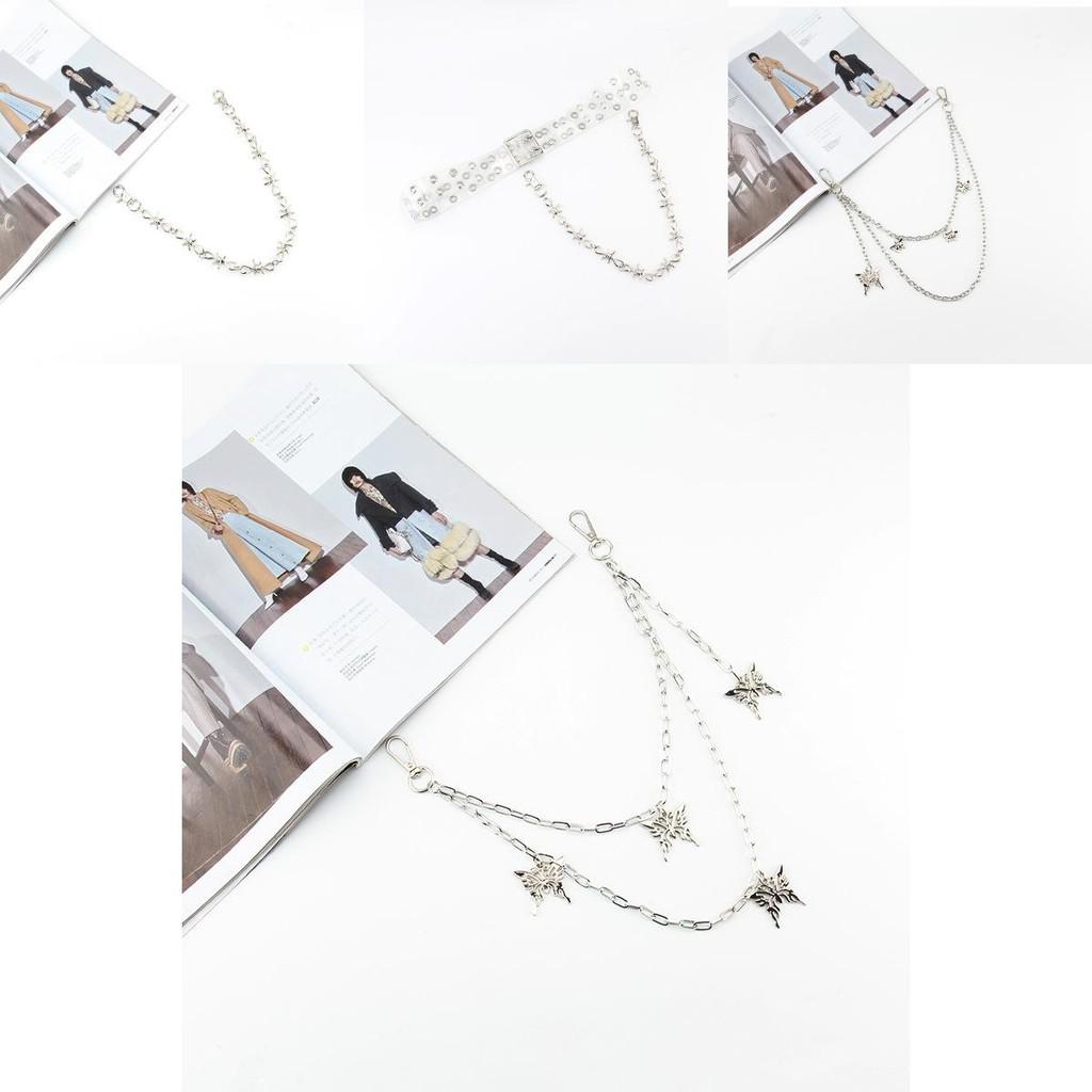 Fashion Double Breasted Design Women Waist Belt And Butterfly Metal Decor Chain For Street Fashion