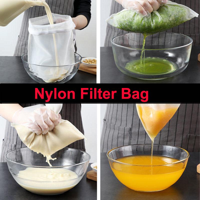 Food Grade Nylon Filter Bag Net 100 Mesh Reusable Nut Milk Bag Strainer Beer Coffee Mesh Filter Bag For Brewing Fine Mesh Cloth